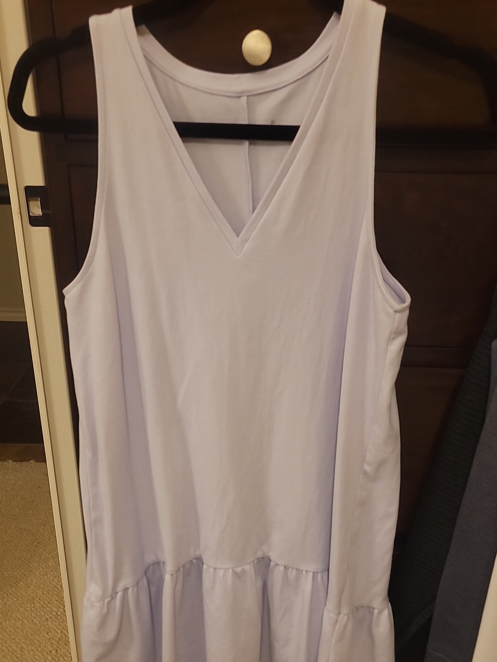 a new day Light Lavender V-Neck Ruffle Hem Tank Dress